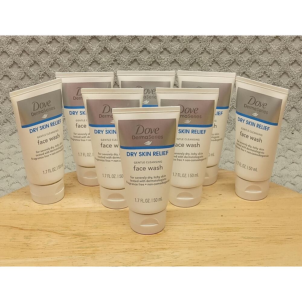 8 Dove Derma Series Dry Skin Relief Face Wash 1.7oz. Gentle